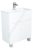 Mira 60Н 2д. белый глянец тумба в ванную комнату напольная с раковиной