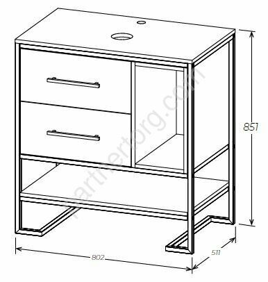 Grunge Loft 80Н 2я/2п Дуб вотан  Marka One тумба для ванной комнаты под раковину 80см