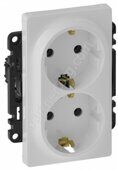 Legrand Valena Life cиловая розетка двойная 2х2К+З 16А 250В, безвинтовые зажимы, с лицевой панелью, цвет белый