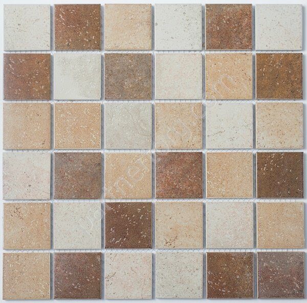 Porcelain series P-514 бежевая с коричневым керамогранитная мозаика 4,8х4,8см