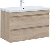 Нота new 100 тумба дуб светлый для ванной комнаты с раковиной-столешницей Нота 100 Aquanet