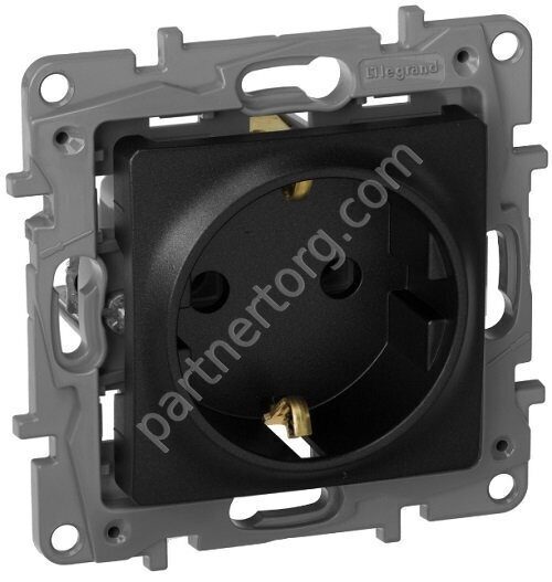 Legrand Etika cиловая розетка 2К+З 16А 250В, винтовые зажимы, цвет антрацит