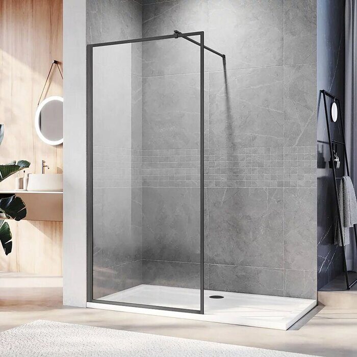 Veconi KR81GR-100-01-C8 душевая перегородка, 100х200 см, профиль черный