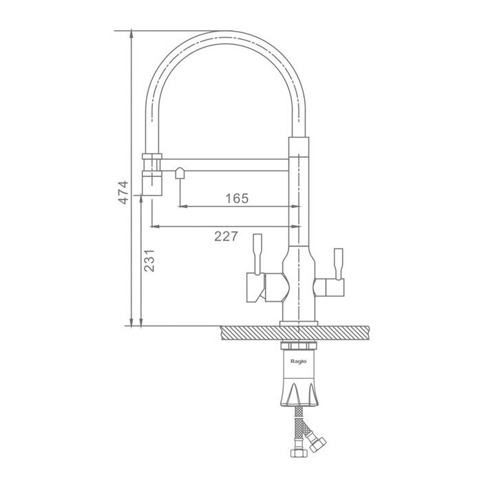 Raglo R81.63.05 смеситель для кухни со съемным изливом на магните и подключением фильтра питьевой воды, сатин