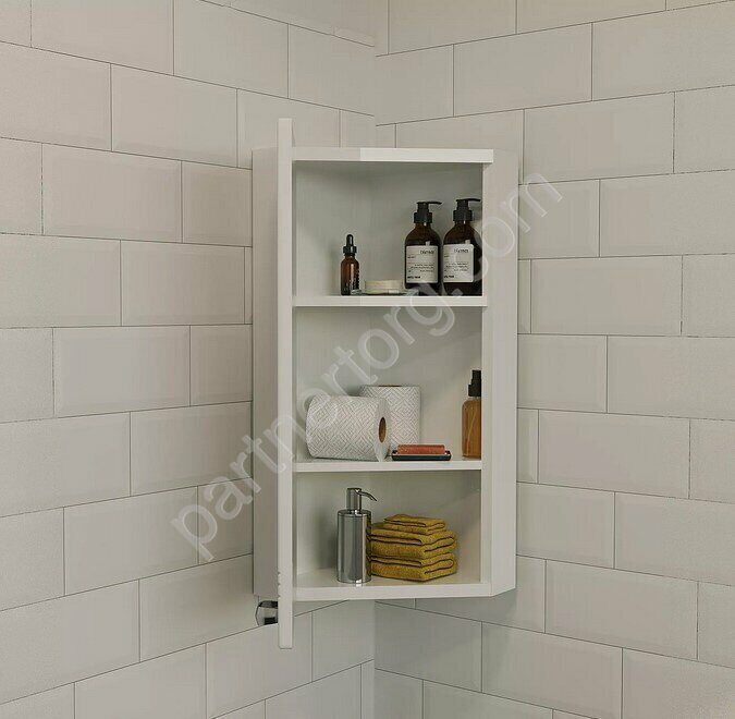 Story 43П 1д шкаф угловой подвесной белый глянцевый