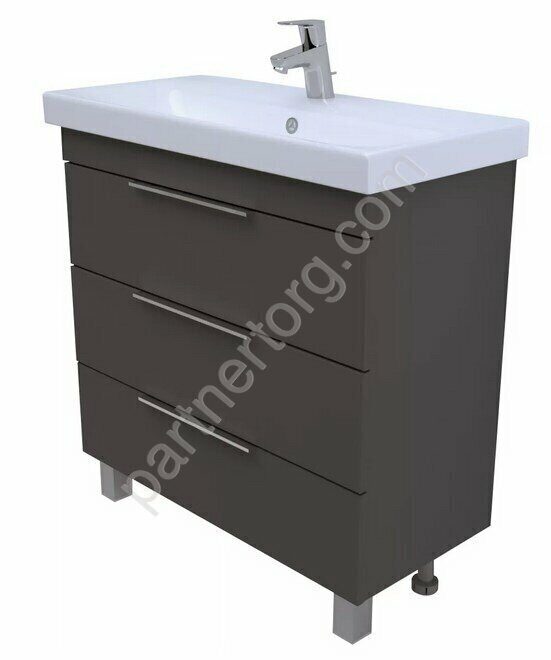 Gaula 60Н 3я тумба напольная черная с раковиной