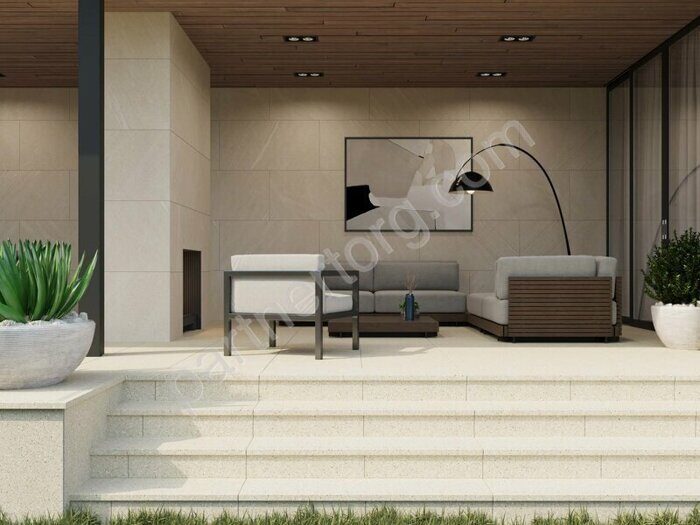 Cosmos Beige CM02 бежевый соль-перец неполированный керамогранит 30х120см Estima Ступень