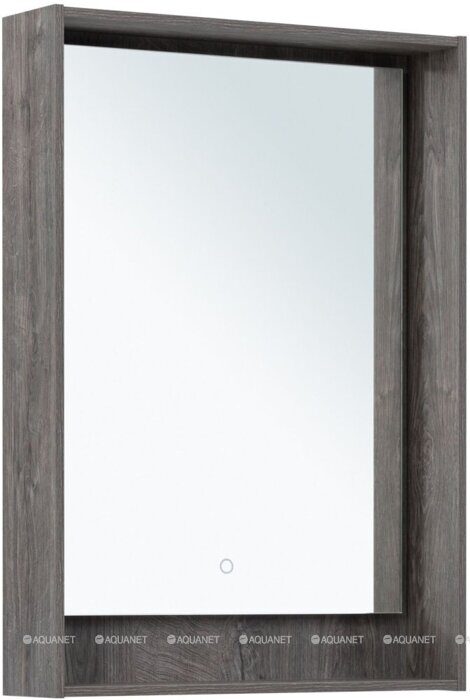 Милан 60 зеркало дуб рошелье для ванной комнаты c LED подсветкой Aquanet