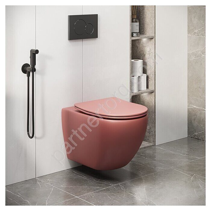 Grossman GR 4411PIMS Color розовый матовый подвесной безободковый унитаз с сидением