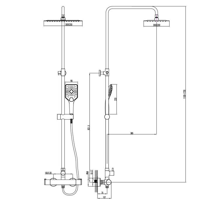 Yeti LM7860C, душевая система с тропическим душем, без излива, термостатический, хром Lemark