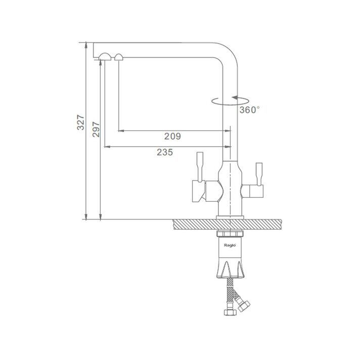 Raglo R81.61.05 смеситель для кухни с подключением к фильтру питьевой воды, сатин