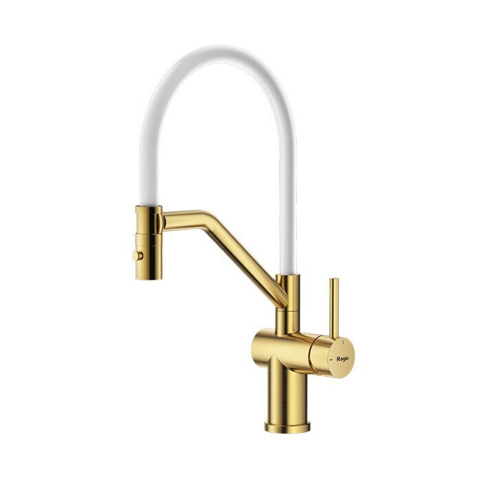 Raglo R86.41.03 смеситель для кухни со съемным изливом на магните, сатин золотой