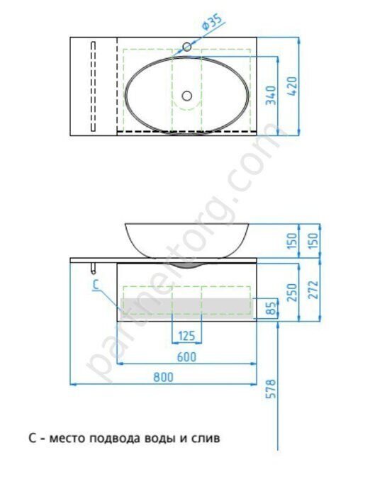 Ринго 60/80 подвесная тумба для ванной комнаты Санита-Люкс белая MSL100402