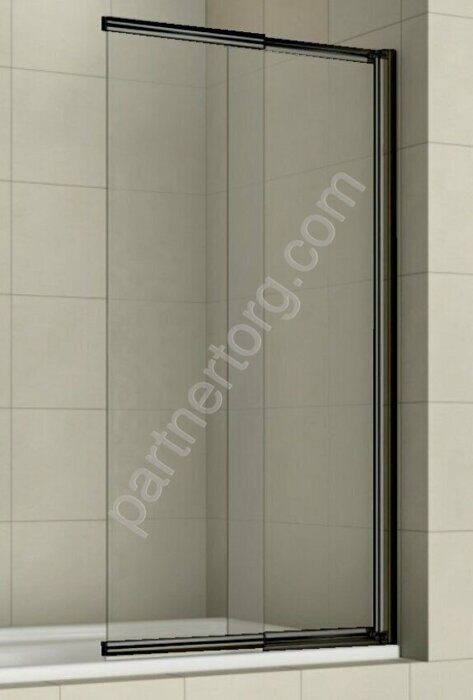 Merrit шторка для ванны раздвижная 100х140см, прозрачное стекло 5 мм, Easy Clean профиль черный