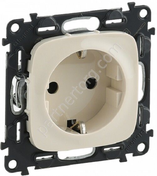 Legrand Valena Allure cиловая розетка 2К+З 16А 250В, безвинтовые зажимы, со шторками, цвет слоновая кость