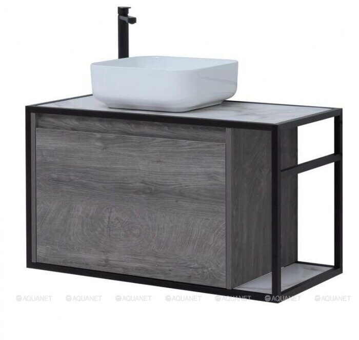 Nova Lite LOFT 90 тумба дуб рошелье для ванной комнаты левая Aquanet