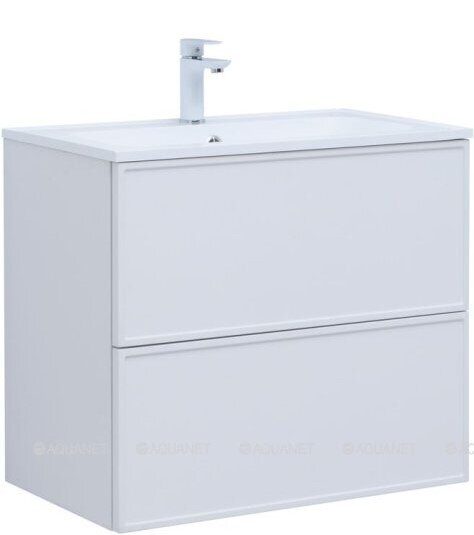 Арт 75 тумба белая матовая для ванной комнаты под столешницу Aquanet