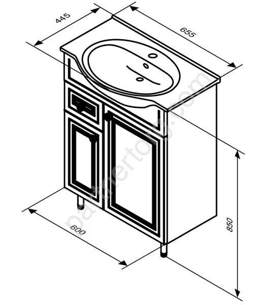 Palace One Damixa M41-FSX0653WG-WCC065 тумба в ванную комнату с раковиной 65см