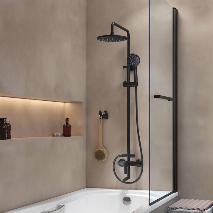 Ray Iddis душевая система с тропическим душем черная RAYBL3Fi06