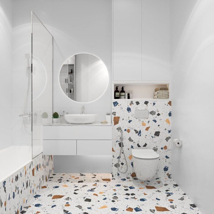 Terra White Matt Staro керамогранит цветной матовый тераццо 60х120 см