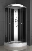 ODA-8402 душевая кабина угловая полукруглая 100х100, тонированное стекло, низкий поддон