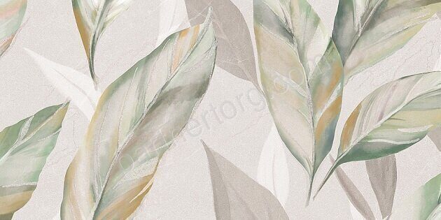 Ebri Foliage 1 настенная плитка серая матовая sugar-эффект листья 31х63см Azori