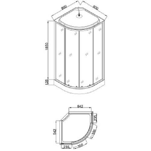 Loranto CS-6680-13GB 80, 80*80*215 душевая кабина, поддон 13см, прозрачное стекло, стенки чёрный кирпич