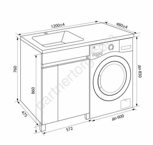 Optima Home Iddis тумба с раковиной над стиральной машиной 120см
