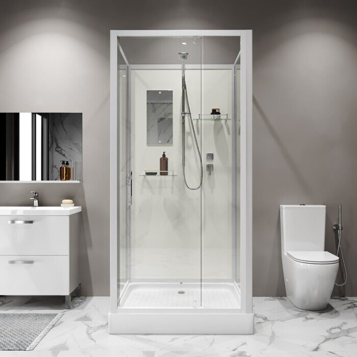 Niagara Standart ST100/15Q/BK  душевая кабина  квадратная 100х100х200 см, пристенно-фронтальная, низкий поддон, без крыши