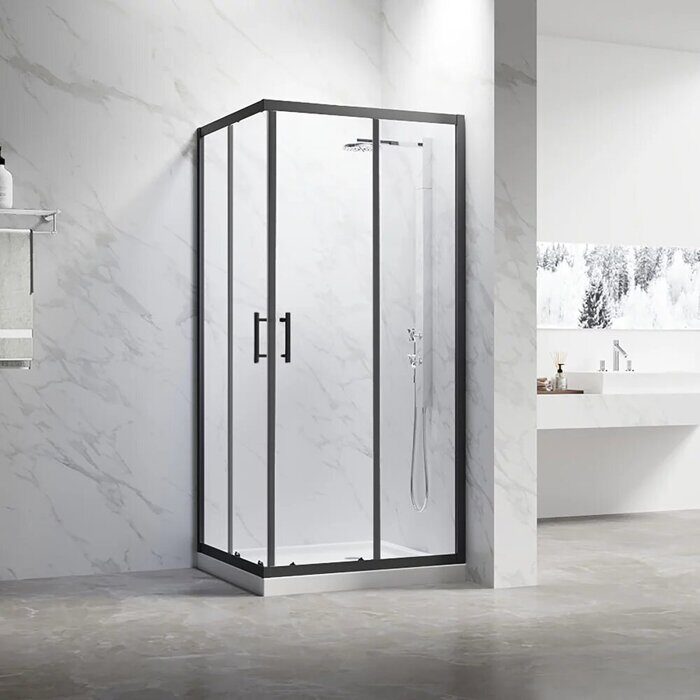 Veconi RV27B-11080-01-C8 душевой угол, 110х80x190 см, дверь раздвижная, профиль черный