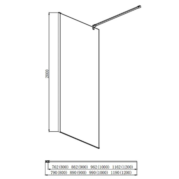 Душевая перегородка Aquatek AQ WIW 08020BL Walk in с держателем 80x200 см профиль черный, стекло прозрачное 8 мм