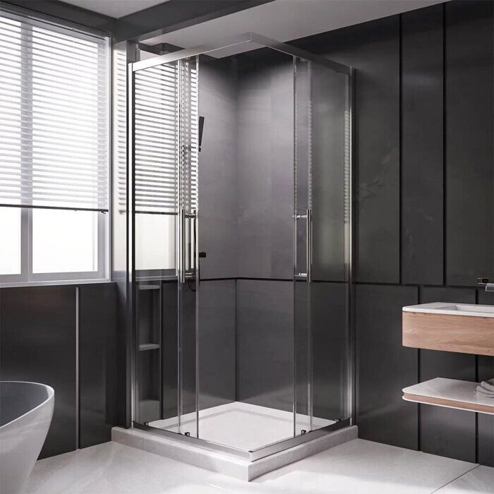 Veconi PTC20-CH-110-01-C4, душевой угол 1/2 часть, 110х200 см, профиль брашированный графит