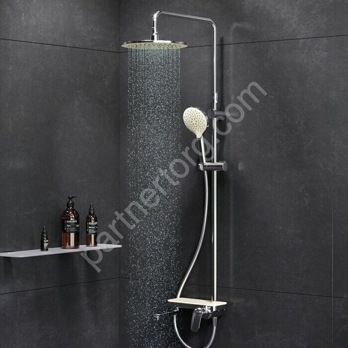 Like AM.PM  душевая система с полкой, тропическим, ручным душем и смесителем F0780700 Распродажа