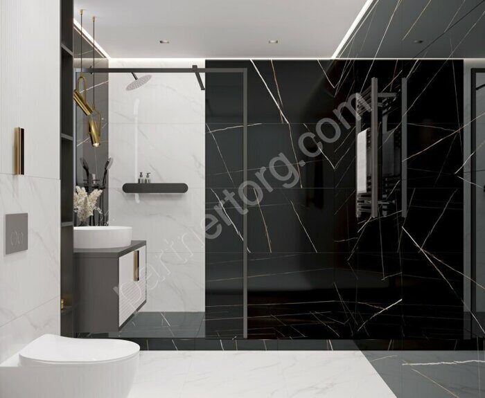 Lawa Black черный полированный керамогранит 60х120см Laparet