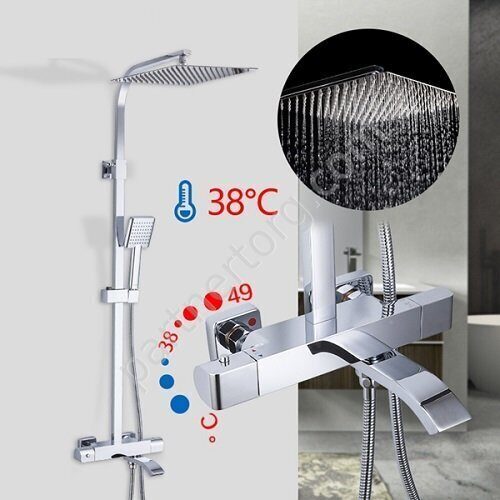 Gappo G2407-40 стойка с тропическим душем и смесителем с термостатом хром