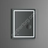 M91AMOX0553WG Gem, зеркало с контурной LED-подсветкой, встроенными часами и линзой, 55 см