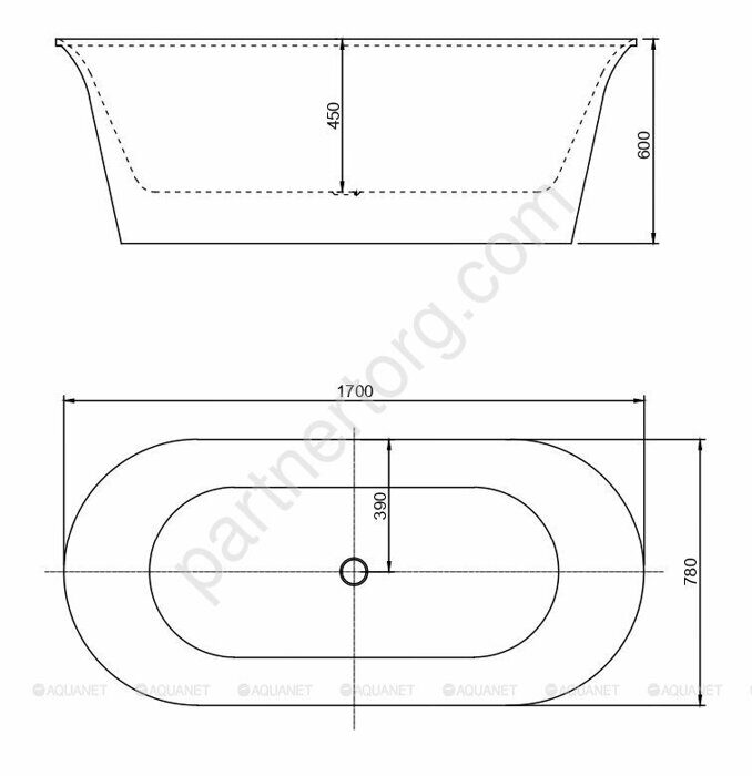Jamaica акриловая ванна Aquanet 160х100см