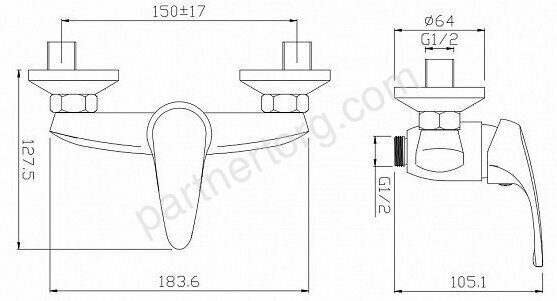 Practic AF100-30С смеситель для душа Aquanet