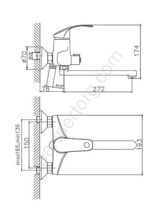 CN2221 Cron смеситель для ванны хром