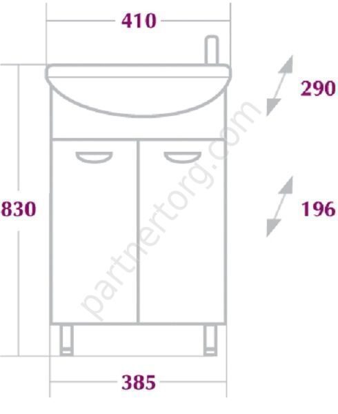 Азов 40.10 белая напольная тумба для ванной комнаты Onika с умывальником Азов 40