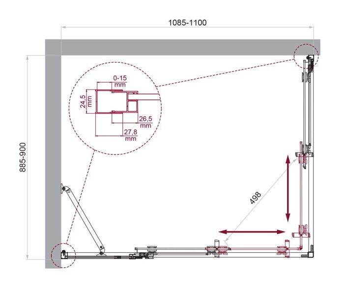 BelBagno LUCE-AH-21-110/90-C-Cr душевой уголок 110х90х195 см, дверь раздвижная, стекло прозрачное, профиль хром