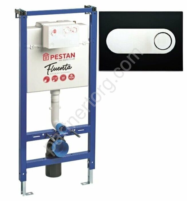 Pestan Fluenta инсталляция для унитаза с клавишей смыва черная/хром