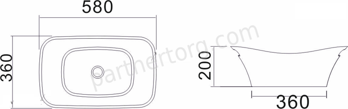 NST-5836M раковина настольная искусственный камень, ширина 58 см