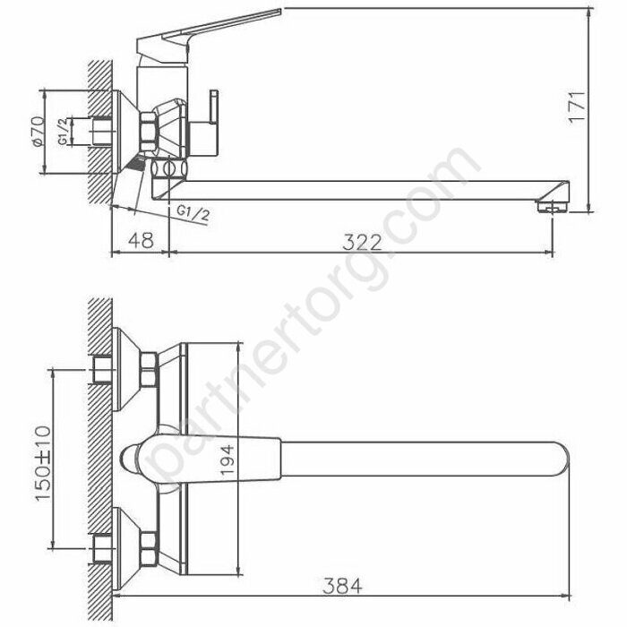 HB22533-3 Haiba смеситель для ванны серый