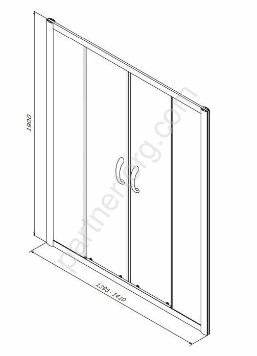 W53S-1402190MT BLISS L Twin Душ.дверь 140x190, с двумя дверями, профиль матовый хром, стекло прозрач
