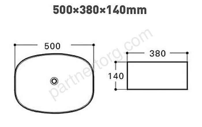 FINE-1-MB 336MB раковина накладная 500х380х140 без отверстия под смеситель черная матовая