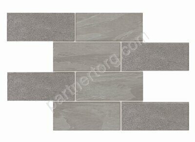 Luna/Terra Bricks Big Grey LN02/TE02 серый неполированный керамогранит 29х35см Estima Мозаика