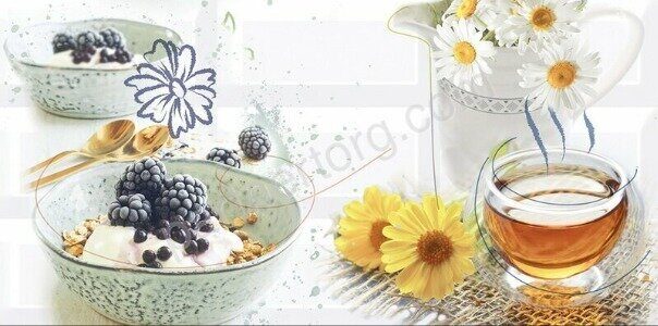 Vogue Morning 2 декор цветной глянцевый 20х40см Azori