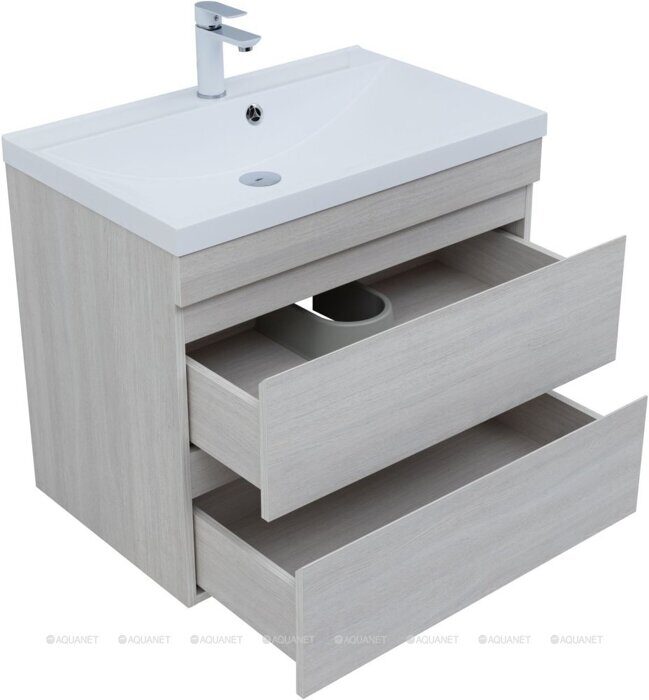 Нота new 75 тумба дуб холден для ванной комнаты с раковиной-столешницей Нота 75 Aquanet