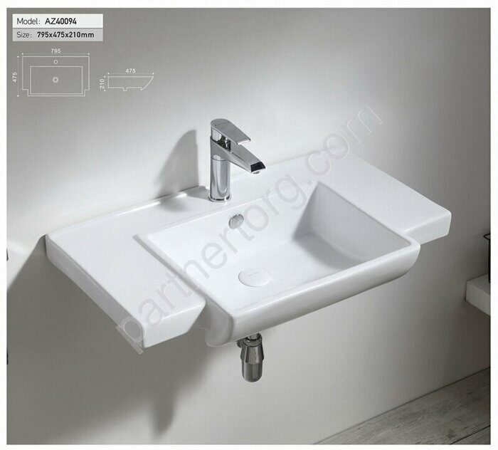 Azario Trend белая раковина навесная 79,5х47,5х21,6см AZ-40094